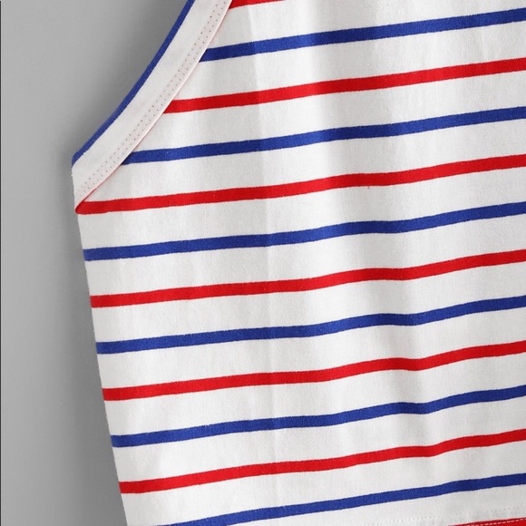 Red, White & Blue Halter Crop Top - Picture 3 of 4